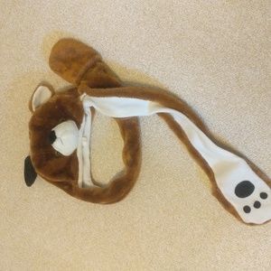 Bear hat with, scarf, mittens
